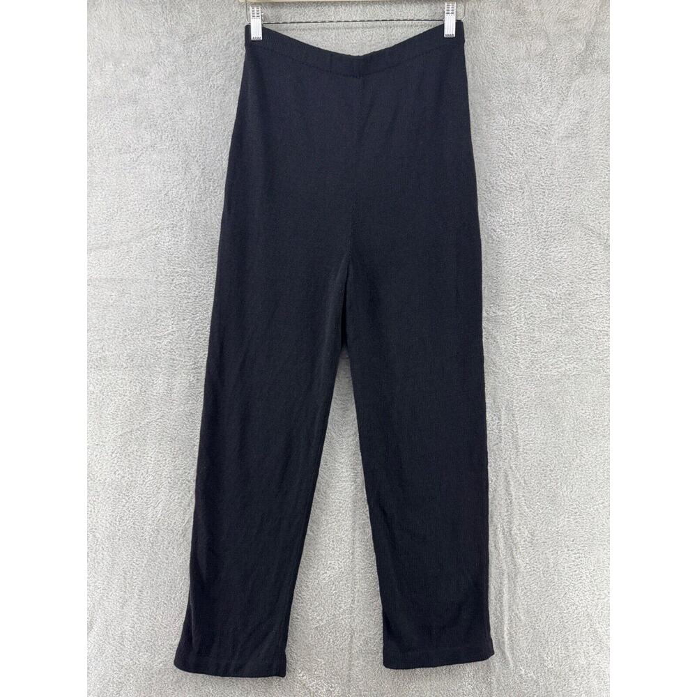 VTG Roberta Pinto Pants Womens S Black Knit High Rise PullOn Elastic Waist Comfy